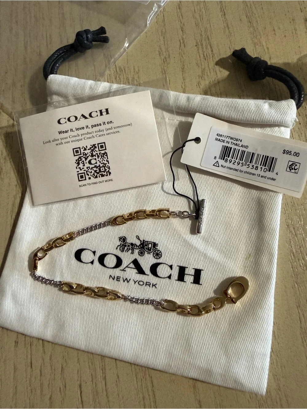 Coach Mixed Metal Linked C Bracelet in Gold and Silver